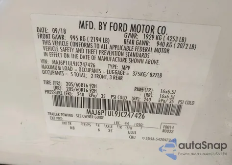2018 Ford Ecosport Se from USA, damaged, VIN MAJ6P1UL9JC247426